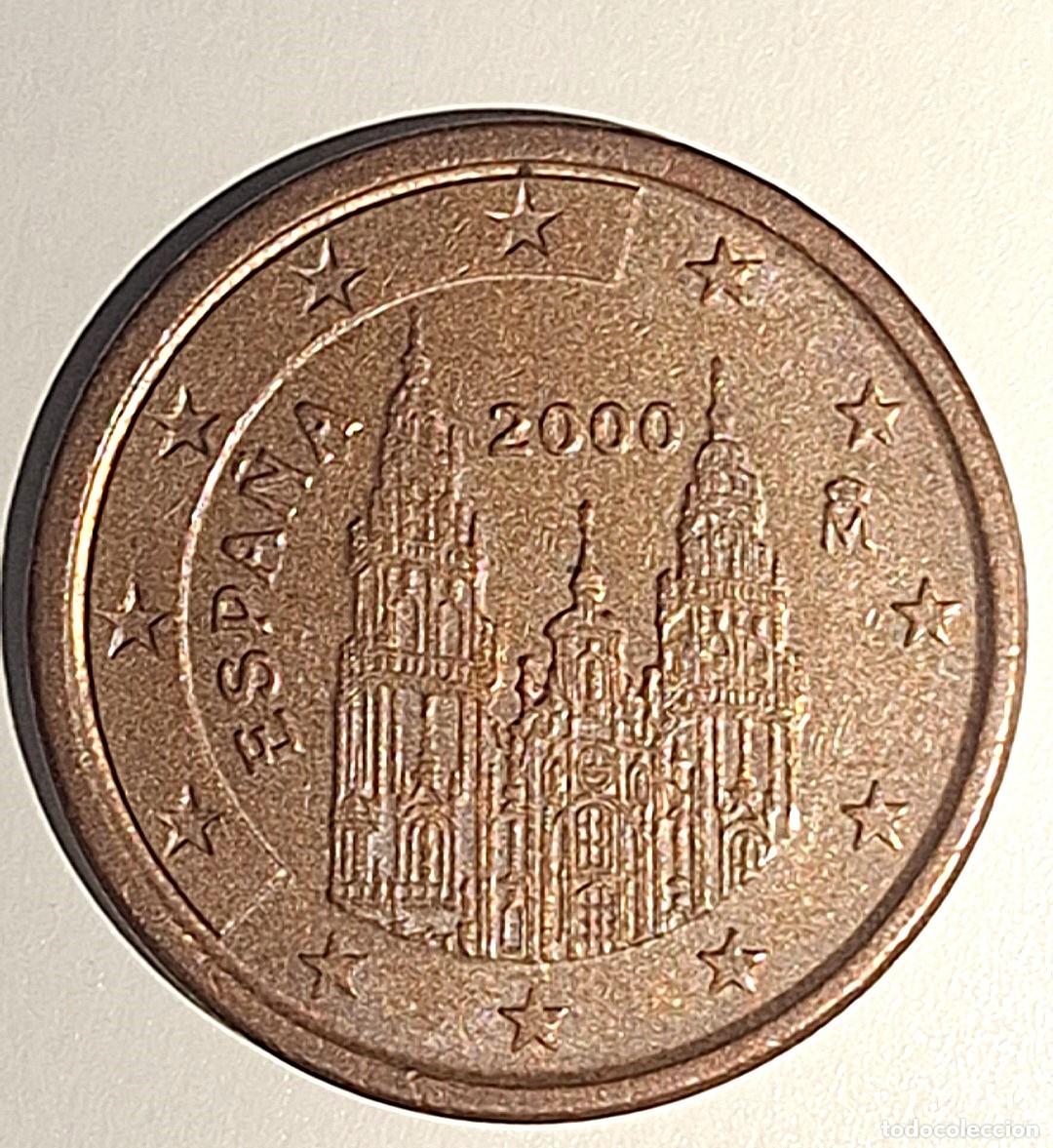 Euros: 5 cent euro Espa&ntilde;a 2000 - Catedral de Santiago. Troquel descentrado y doble borde 2 caras