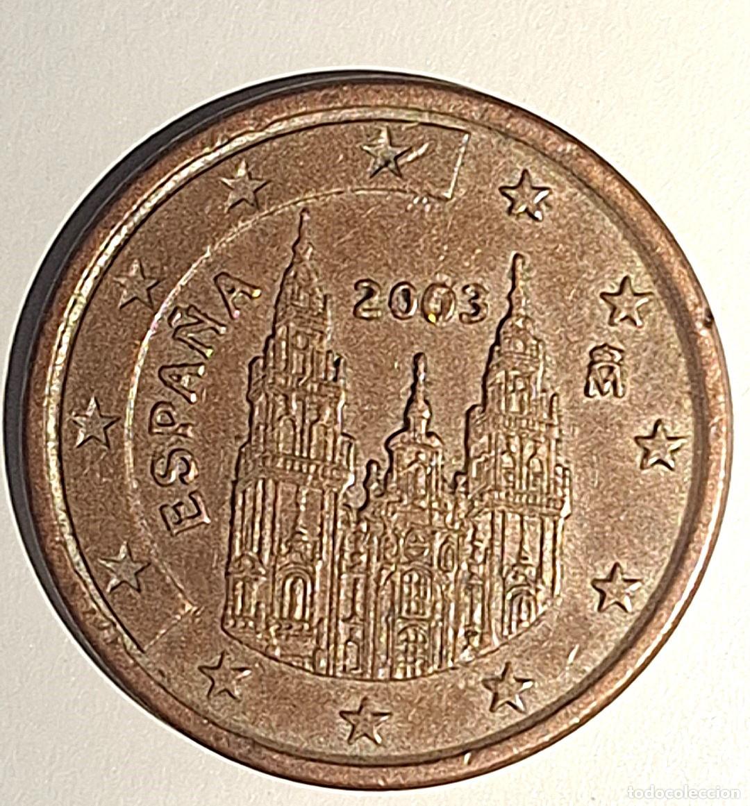 Euros: 5 cent euro Espa&ntilde;a 2003 - Catedral de Santiago. Troquel descentrado y doble borde 2 caras.