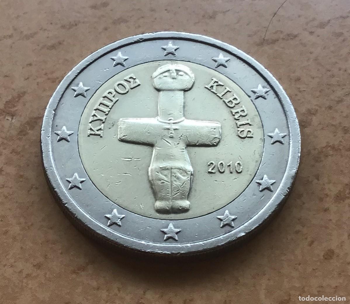 Euros: 2 euros de Chipre. A&ntilde;o 2010. Muy rara. Tirada de tan solo 200.000 piezas