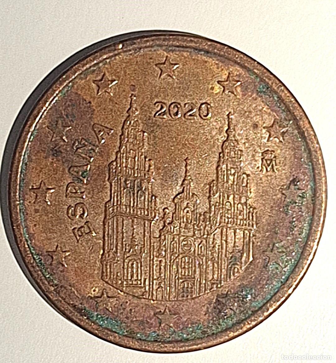 Euros: 5 cent euro Espa&ntilde;a 2020 - Catedral de Santiago. Troquel descentrado, chamuscada 2 caras.