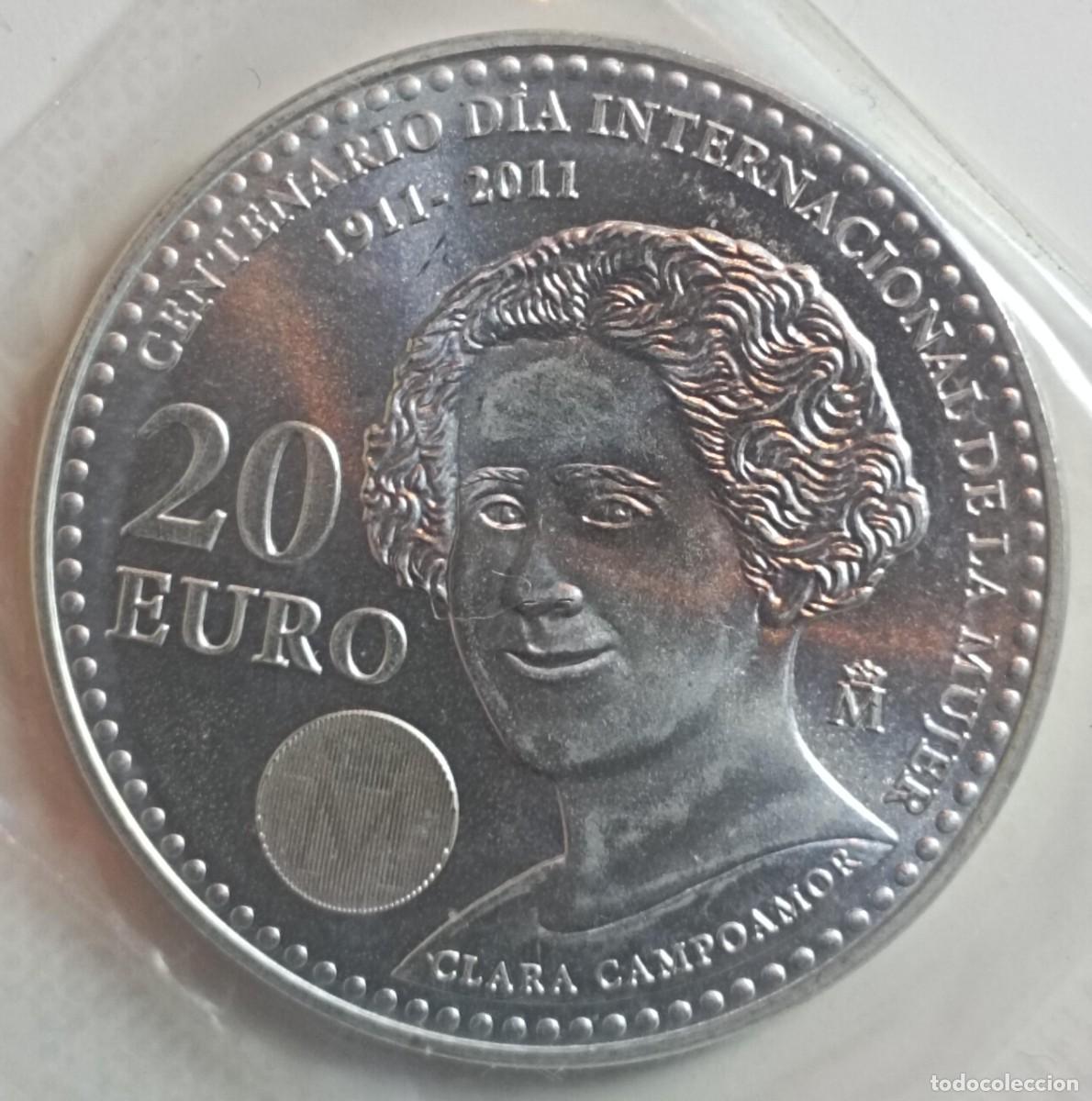 Euros: Moneda de Espa&ntilde;a 20 euros del 2011 de plata (Centenario del D&iacute;a Internacional de la Mujer)