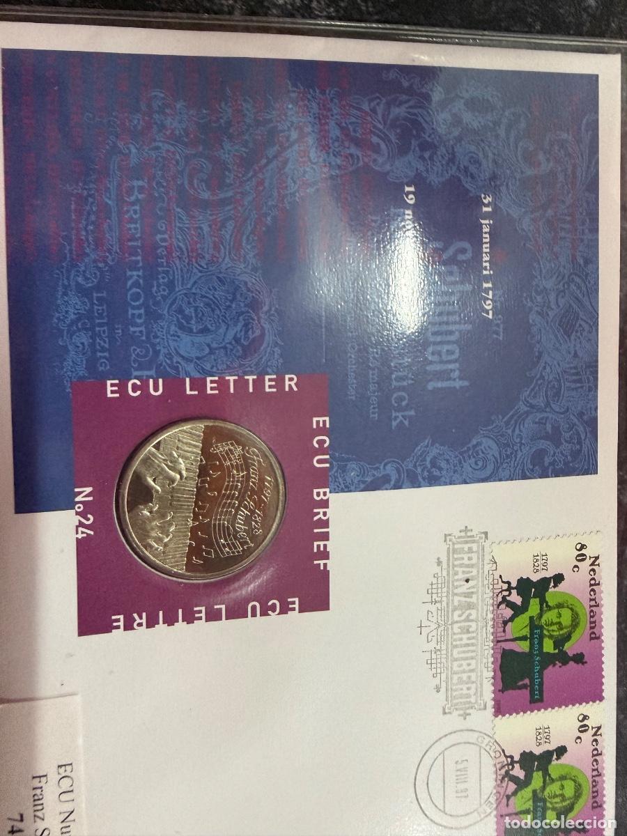 Euro: ECU Letter N&ordm;24 Franz Schubert 1797-1828 Moneda + Sellos Holanda 1997