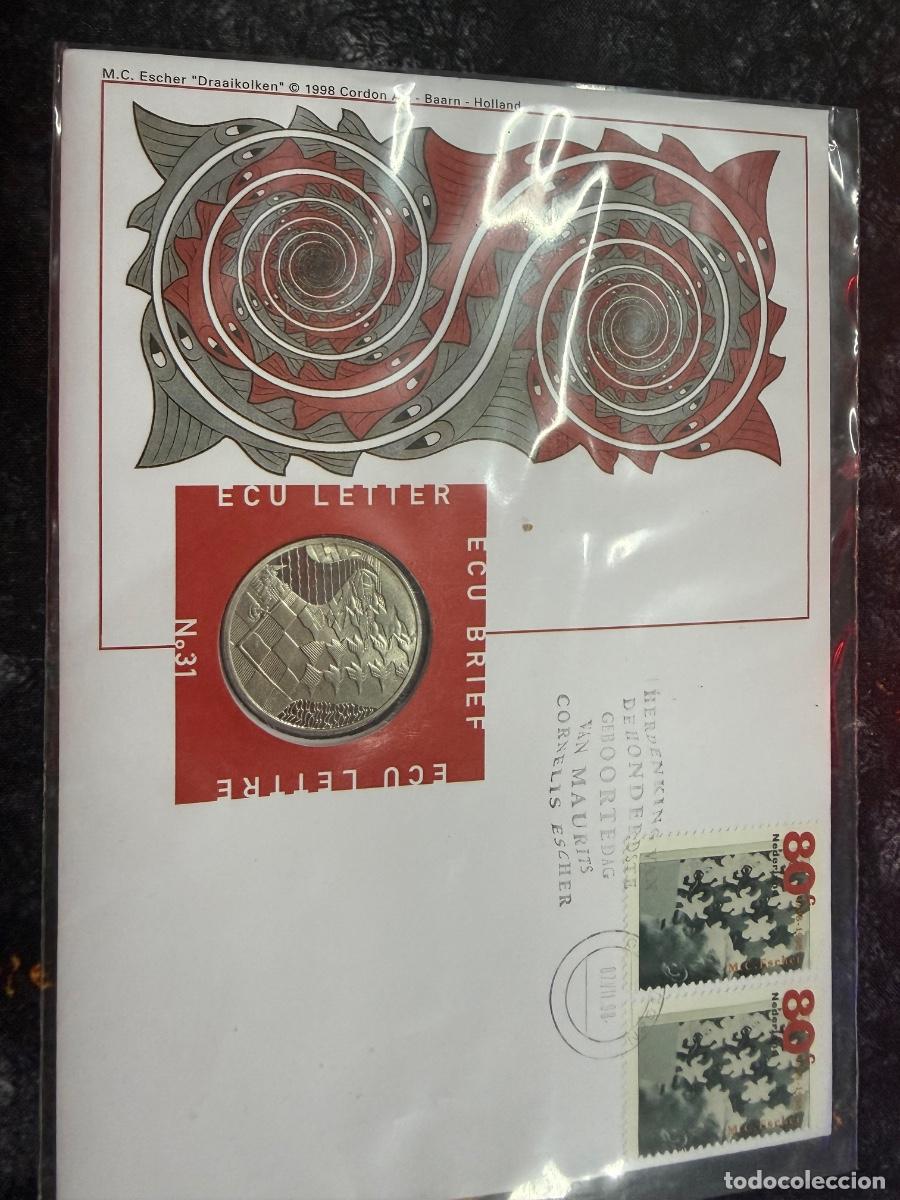 Euro: ECU Letter N&ordm;32 Reina Wilhelmina Golden Coach 1898-1998 Holanda Moneda Sellos