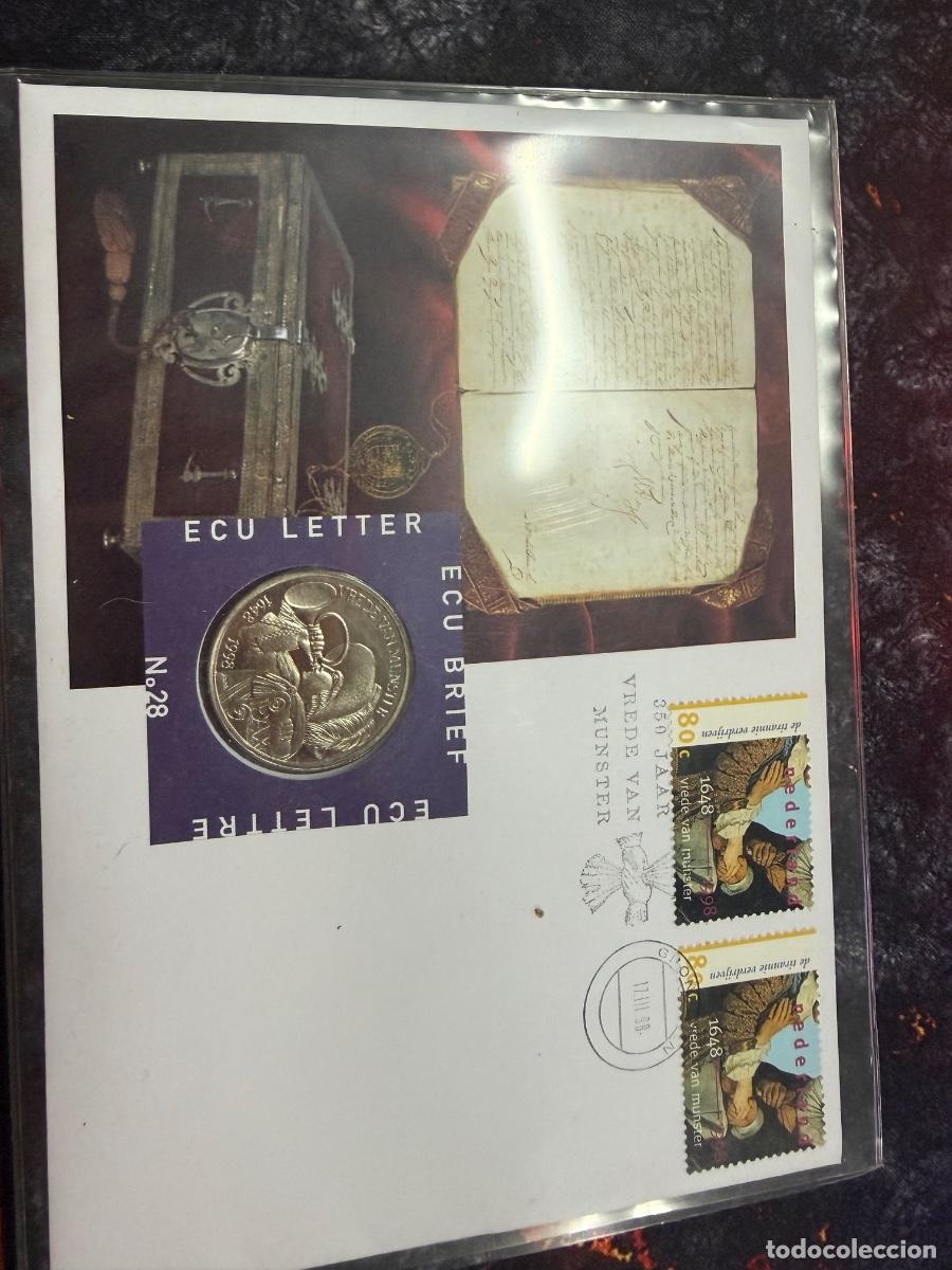 Euro: ECU Letter N&ordm;28 Birth 1998 Holanda Moneda ECU + Sellos Nacimiento Beb&eacute;