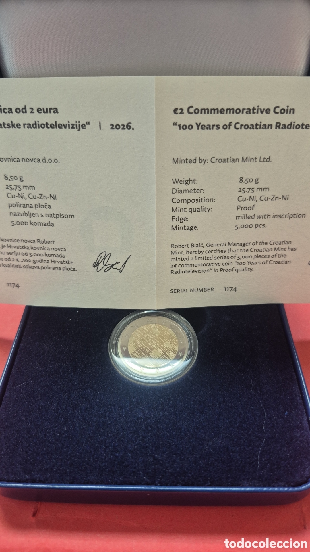 Euros: 2&euro; conmemorativos PROOF Croacia 2026 radio y televisi&oacute;n