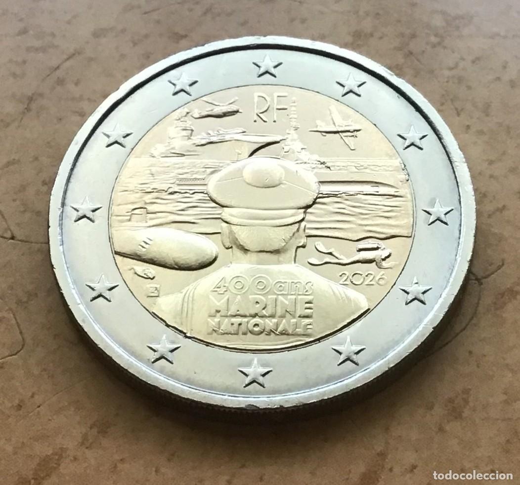 Euros: 2 euros conmemorativos de Francia. 400 aniversario de la Armada francesa. A&ntilde;o 2026. Circulada EBC +