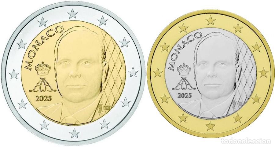 Euros: MONACO 1 y 2 E 2025 PRIN. ALBERTO - NUEVO DISE&Ntilde;O - SIN CIRCULAR - DISPONIBLE
