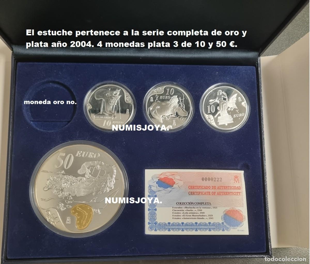 Euros: Serie completa DAL&Iacute; EUROS a&ntilde;o 2004 de PLATA. 4 piezas 1 de 50 y 3 de 10 euros. RARA.