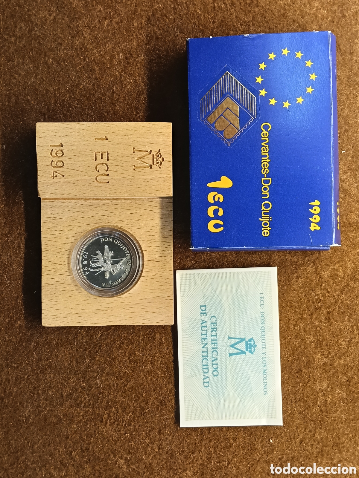 Euros: Moneda de Espa&ntilde;a 1 ecu de 1994 Cervantes-Don Quijote, de plata (1/5 onza Troy), con Estuche