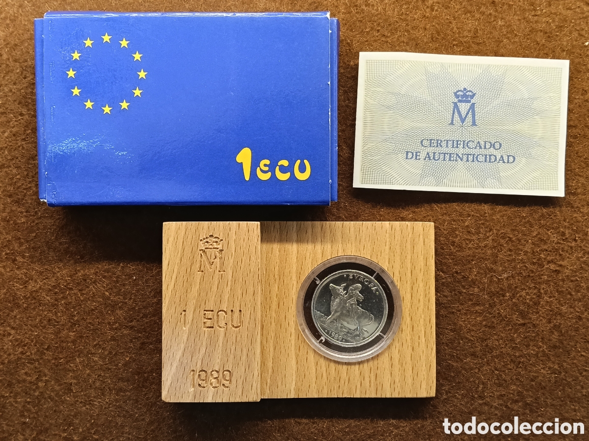 Euros: Moneda de Plata 1 ECU del A&ntilde;o 1989 de Europa - Estuche y Certificado FNMT