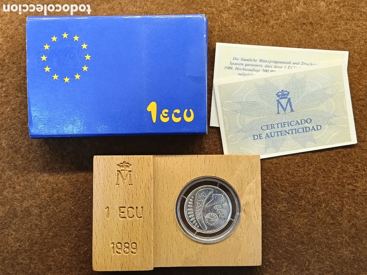 Euros: Moneda de Plata 1 ECU del A&ntilde;o 1989 de Europa - Estuche y Certificado FNMT