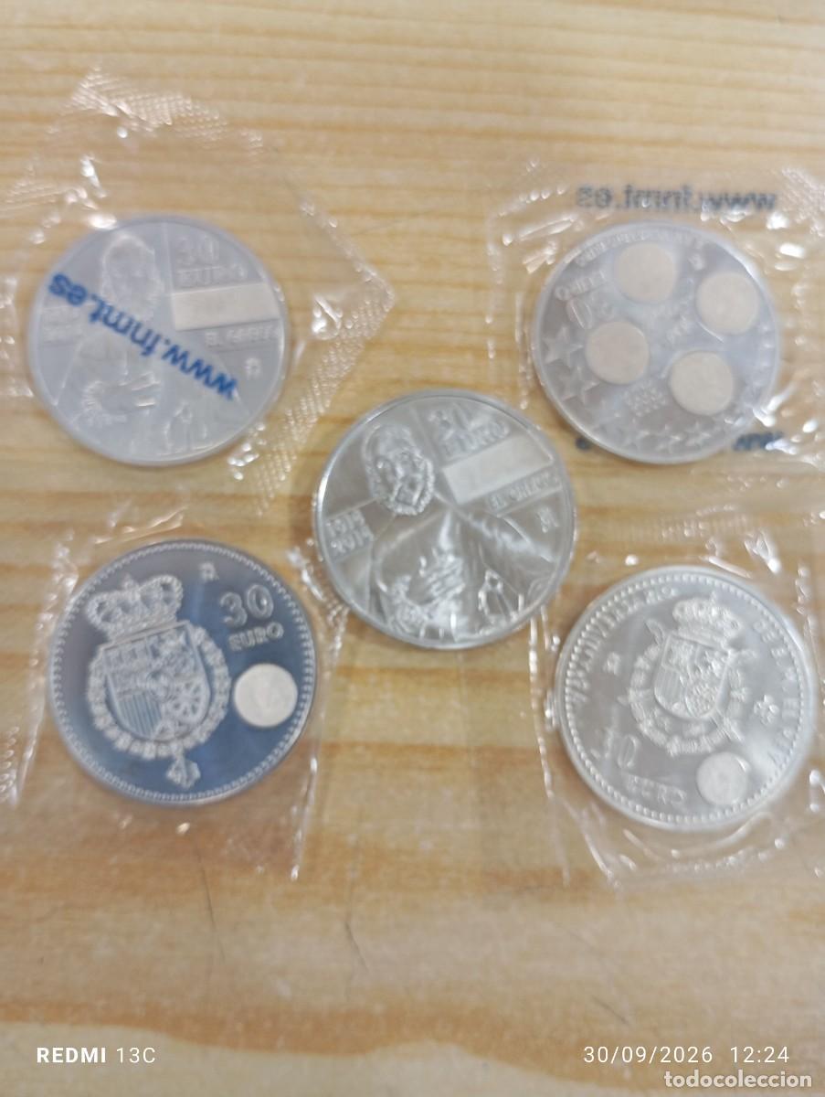 Euros: LOTE 5 MONEDAS DE 30 EUROS DE PLATA