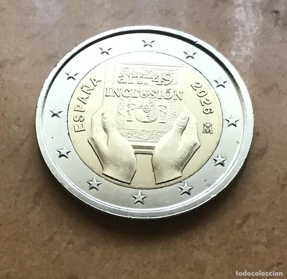 Euros: 2 euros conmemorativos de Espa&ntilde;a. Art&iacute;culo 49 (Inclusi&oacute;n). A&ntilde;o 2026. Circulada EBC +