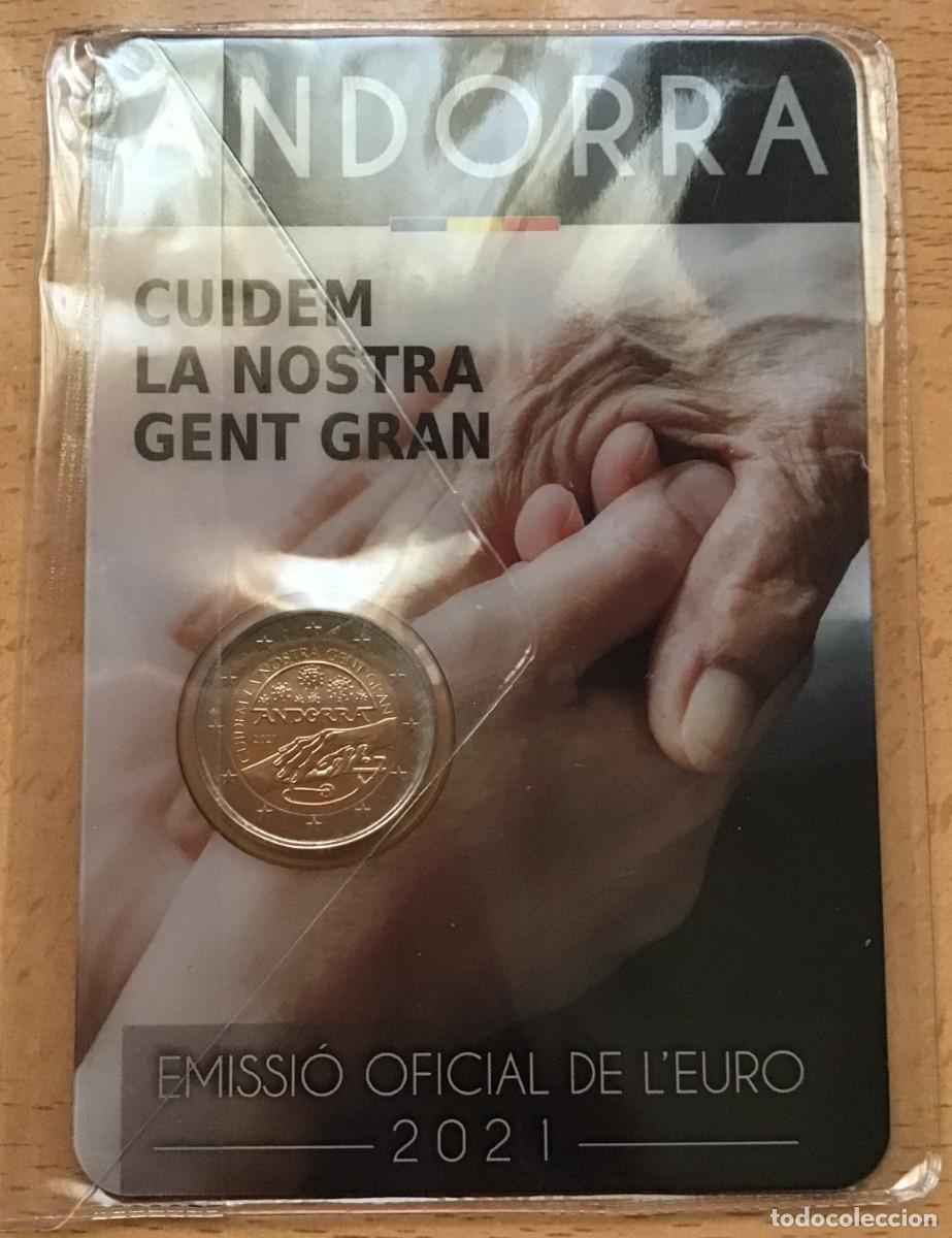 Euros: 2 euros conmemorativos de Andorra. Cuidemos a nuestros mayores. A&ntilde;o 2021. Sin circular Coin card