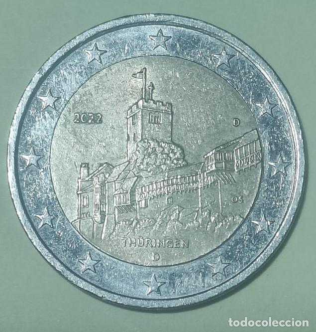 Euros: Moneda 2 Euros circulada ALEMANIA 2022 Estado de Turingia, Castillo de Wartburg