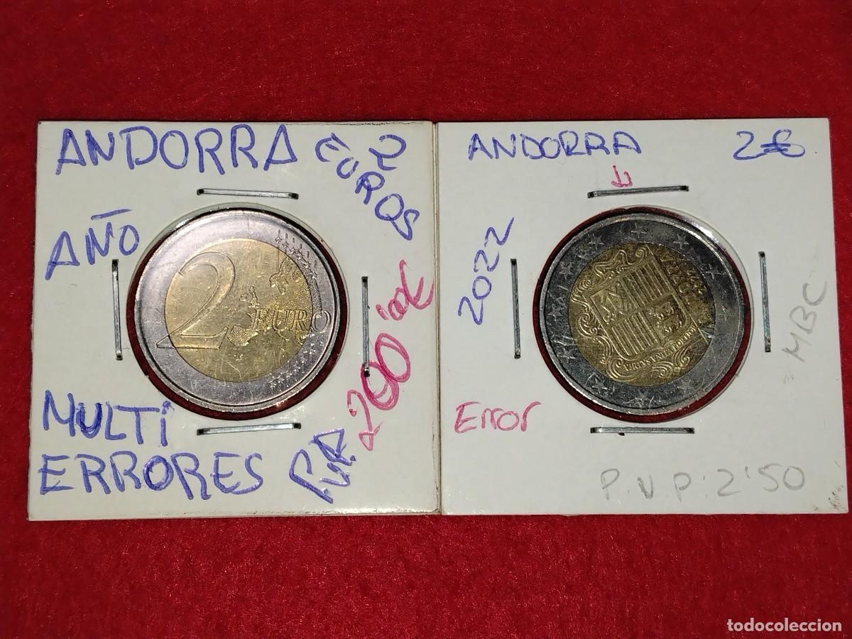 Euros: 2 MONEDAS DE 2 EUROS ANDORRA A&Ntilde;O 2020-22 (MULTIERRORES)VER FOTOS