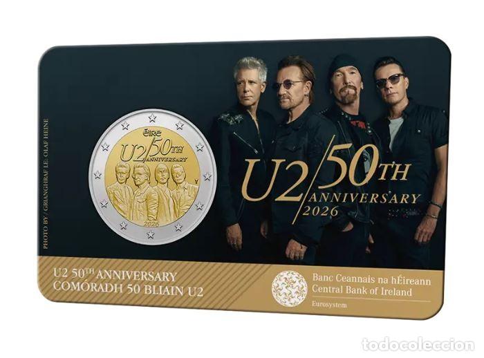 Euros: IRLANDA 2 E. 2026 -50 ANIV. GRUPO U2 - COINCARD - DISPONIBLE