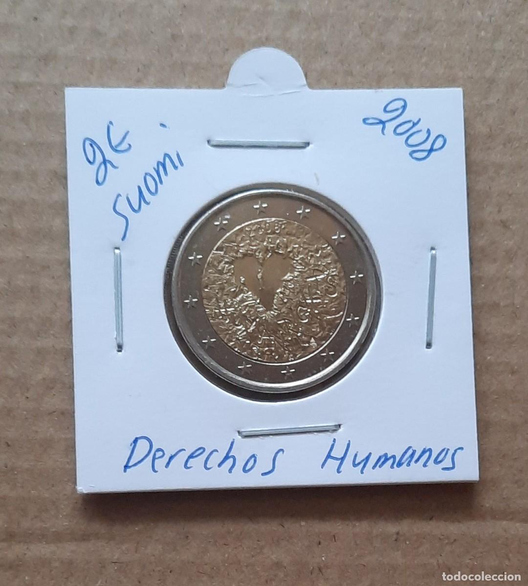 Euros: Finlandia conmemorativa 2 euros Derechos Humanos 2008 circulada