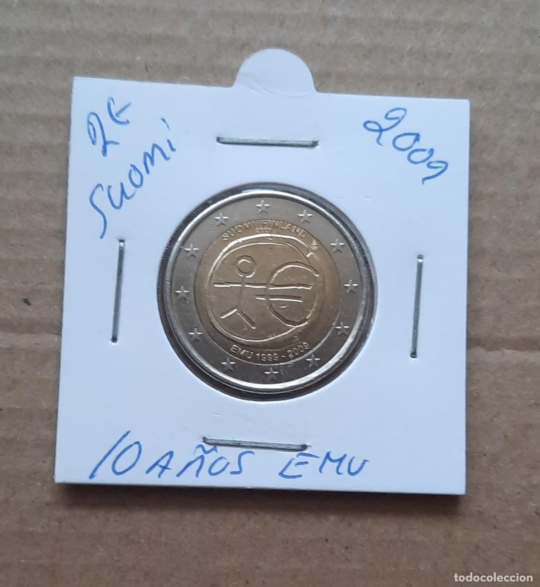 Euros: Finlandia conmemorativa 2 euros 10 a&ntilde;os EMU 2009 circulada