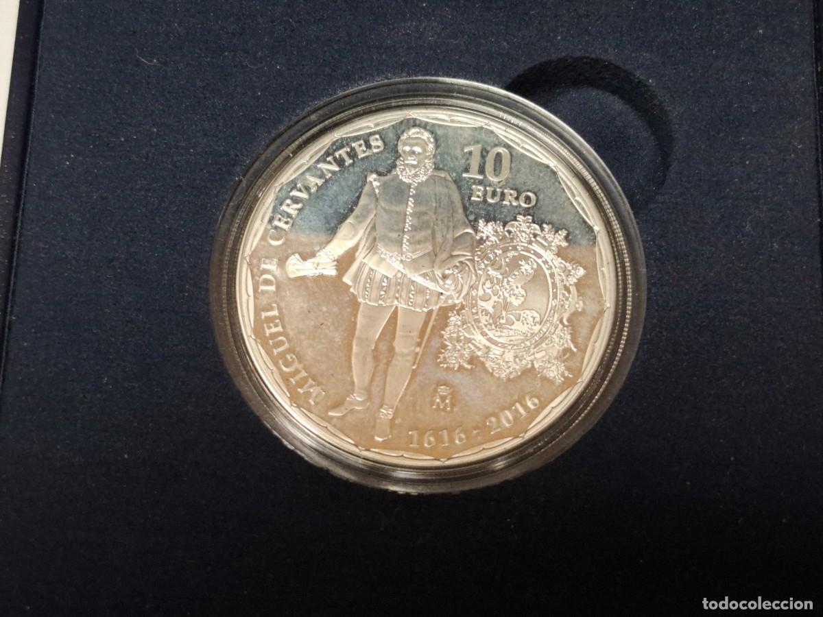 Euros: Moneda de PLATA de 10 EUROS de 2016 IV CENTENARIO MIGUEL DE CERVANTES , BANCO DE ESPA&Ntilde;A en PROOF