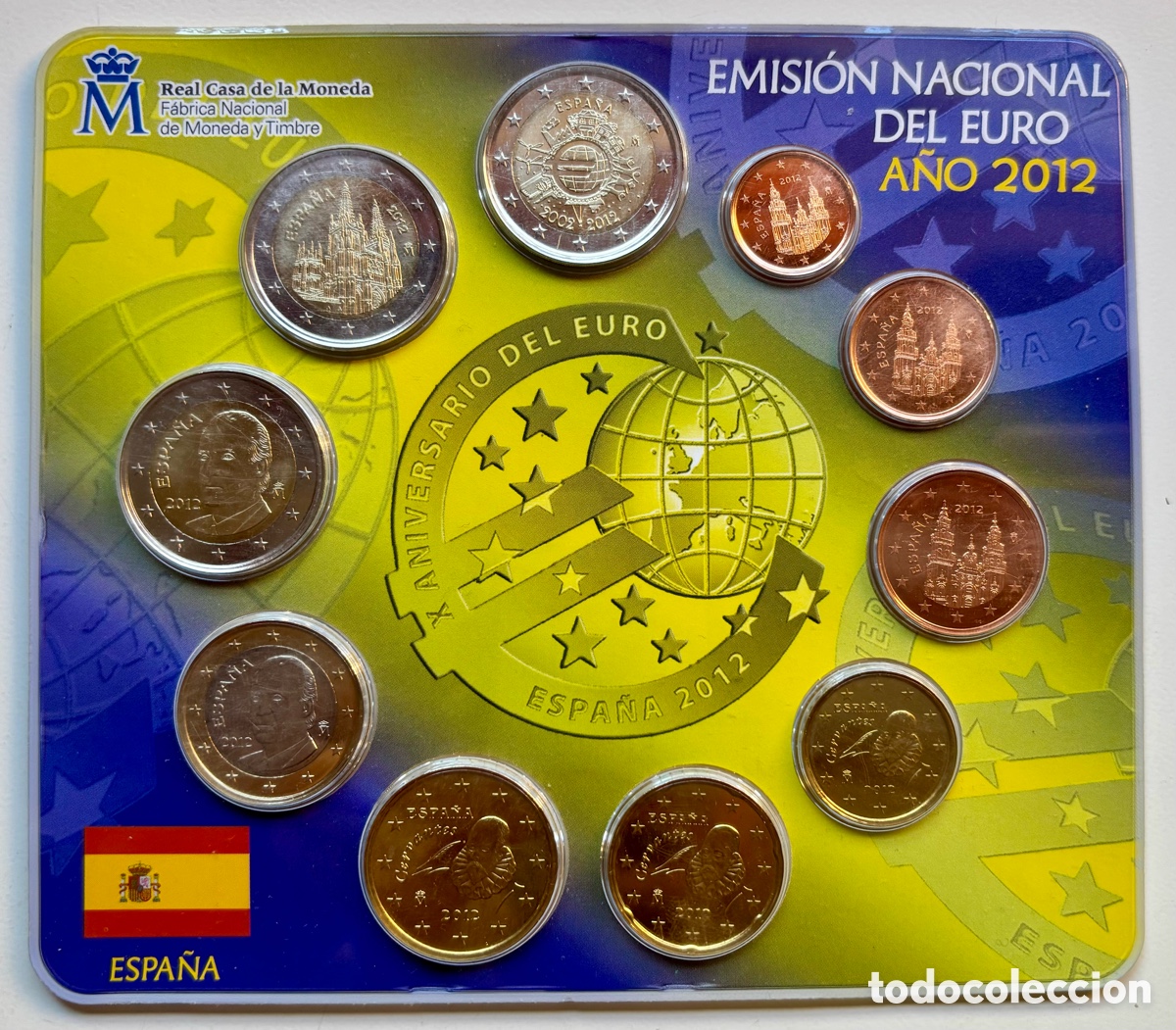 Euros: Set Euros ESPA&Ntilde;A 2012 . Cartera X Aniversario del Euro. 10 Valores. EUROSET