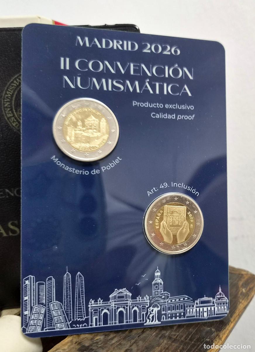 Euros: EXCLUSIVO 2 MONEDAS 2 EUROS. COIN. MADRID 2026. II CONVENCI&Oacute;N NUMISM&Aacute;TICA. CALIDAD PROOF