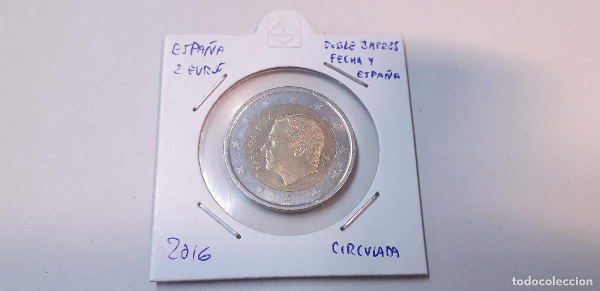 Euros: 003854NUM-X0096-Espa&ntilde;a 2 &euro; -2016 - doble impresi&oacute;n fecha y Espa&ntilde;a -encartonada