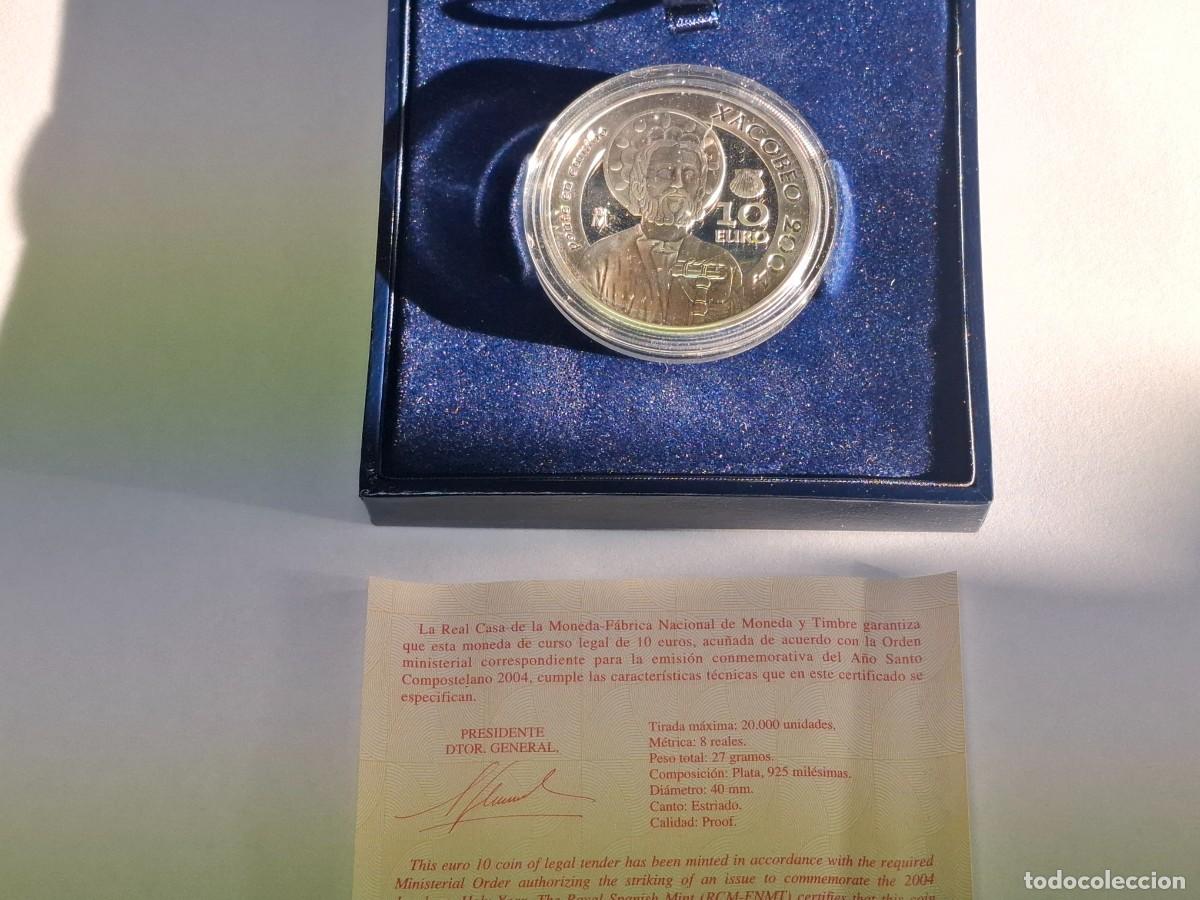 Euros: Estuche, con certificado, moneda de PLATA de 10 EUROS de 2004 Xacobeo 2004 BANCO DE ESPA&Ntilde;A