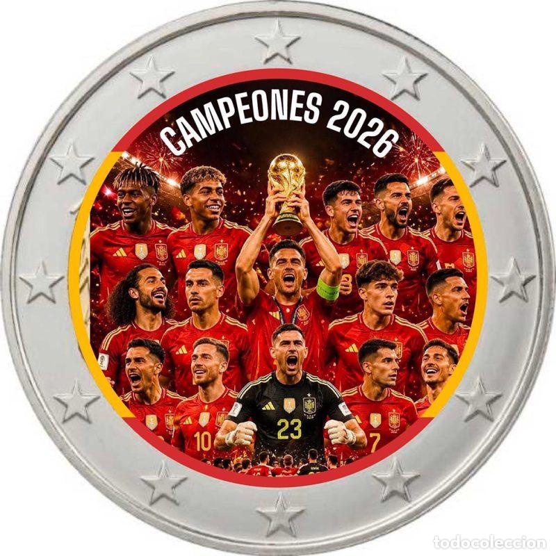 Euros: ESPA&Ntilde;A 2 EURO FUTBOL CAMPEONES COPA DEL MUNDO FIFA 2026 WORLD CUP CHAMPIONS