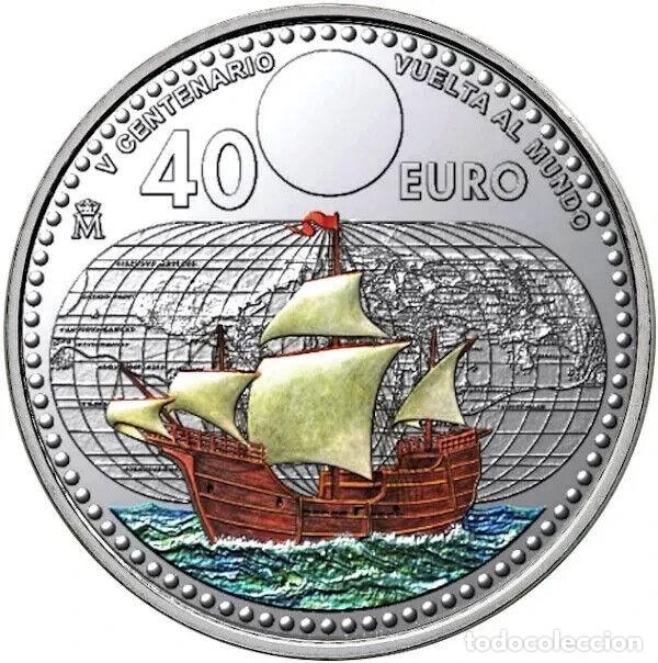 Euros: ESPA&Ntilde;A 40 EURO 2022 PLATA - V CENTENARIO VUELTA AL MUNDO - COLOREADA