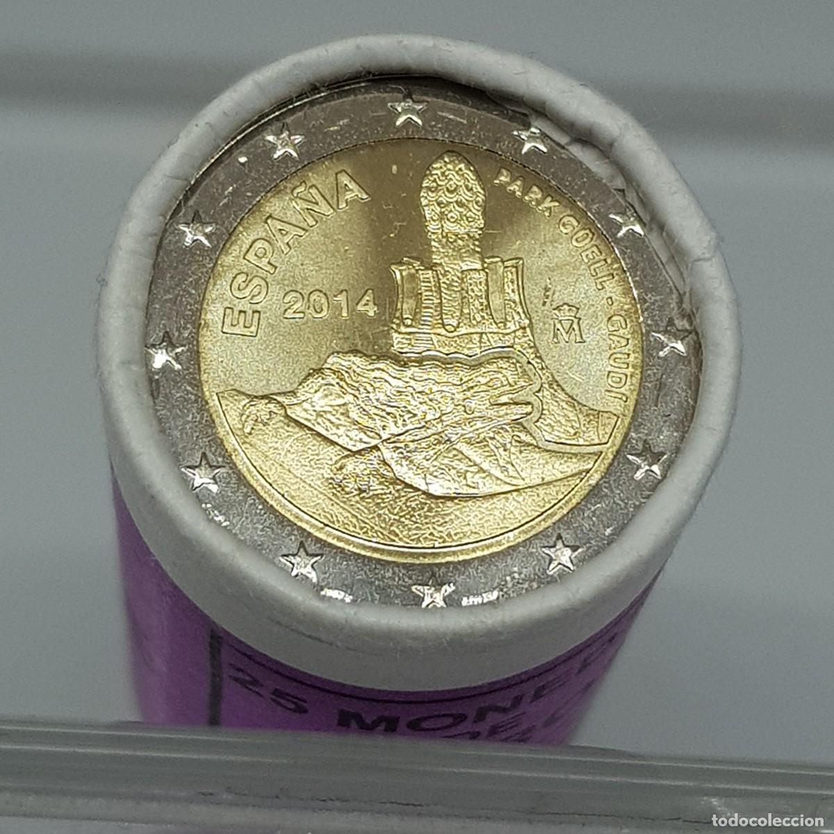 Euros: ESPA&Ntilde;A 2014 ROLLO 25 MONEDAS 2 EUROS - PARQUE GUELL DE GAUDI