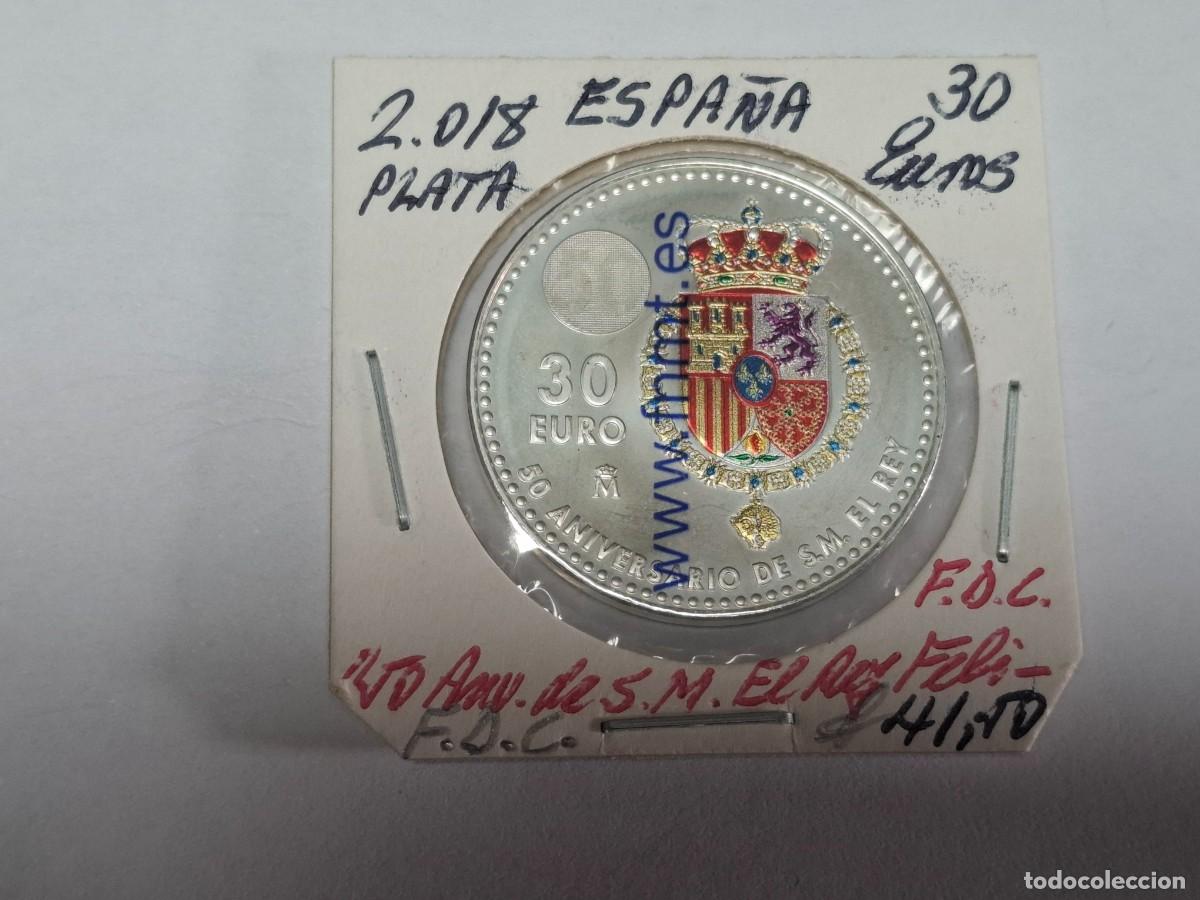Euros: 30 EUROS de PLATA de 2018 50 ANV. REY FELIPE BANCO DE ESPA&Ntilde;A en FDC