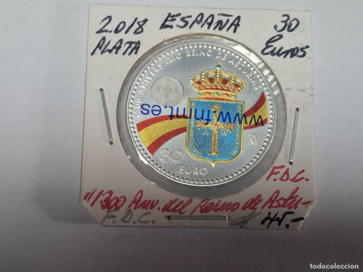 Euros: 30 EUROS de PLATA de 2018 300 ANV. REINO ASTURIAS BANCO DE ESPA&Ntilde;A en FDC