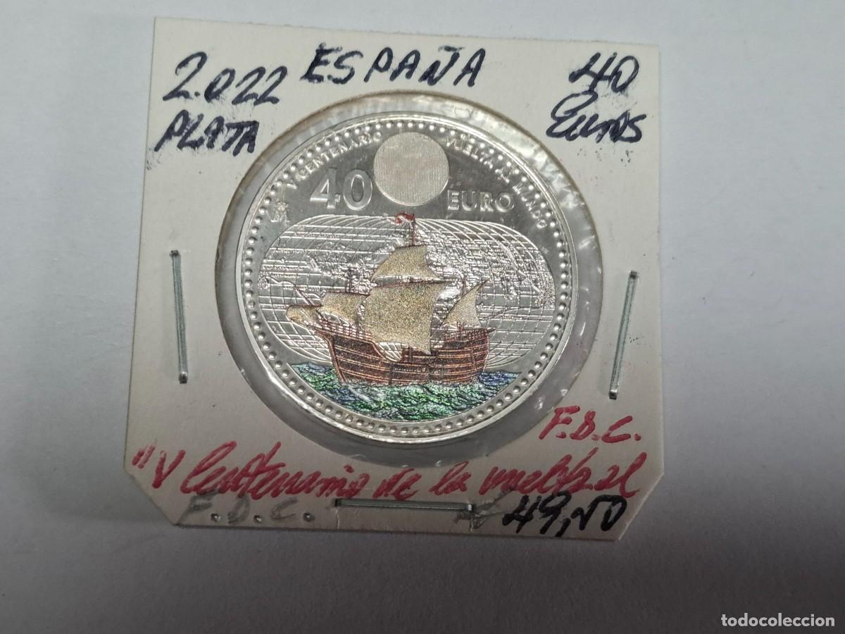 Euros: 40 EUROS de PLATA de 2022 V CENTENARIO VUELTA AL MUNDO BANCO DE ESPA&Ntilde;A en FDC