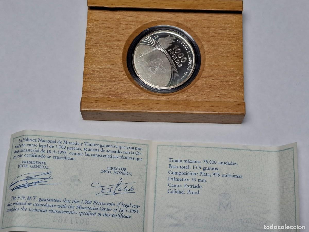 Euros: Estuche de moneda de 1000 pesetas de PLATA de 1995 JUEGOS OLIMPICO 96 BANCO DE ESPA&Ntilde;A en PROOF