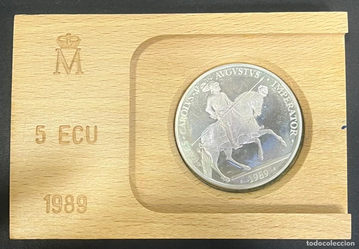 Euros: ESPA&Ntilde;A , A&Ntilde;O 1989 , 5 ECU PLATA (925) , &rdquo;CARLOS I&rdquo; , PESO 33,62