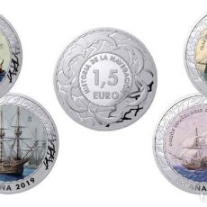 Monedas de Felipe VI: ESPAÑA: 4ª SERIE HISTORIA DE LA NAVEGACION ESPAÑA 2019 LAS 4 MONEDAS MULTICOLOR