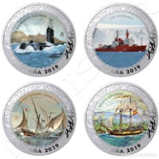 Monedas de Felipe VI: ESPAÑA: 5ª SERIE HISTORIA DE LA NAVEGACION ESPAÑA 2019 LAS 4 MONEDAS MULTICOLOR