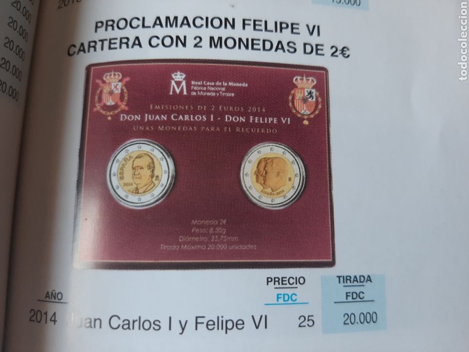 Coins Felipe VI: proff FNMT2014 2Espa&ntilde;a estuche ploclamacion Felipe V dos monedas 2 euros proof fabrica FNMT limitad