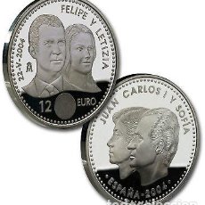 Monedas de Felipe VI: MONEDA BODA REAL PRINCIPE FELIPE DOÑA LETIZIA ORTIZ FNMT 12 EUROS PLATA TC11970