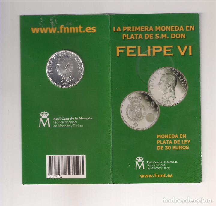 Monedas de Felipe VI: CARTERA NUMERADA DE FELIPE VI DE 30 EUROS DE 2014. PLATA. PROCLAMACIÓN DE FELIPE VI. SIN CIRCULAR. - Foto 2 - 220082090