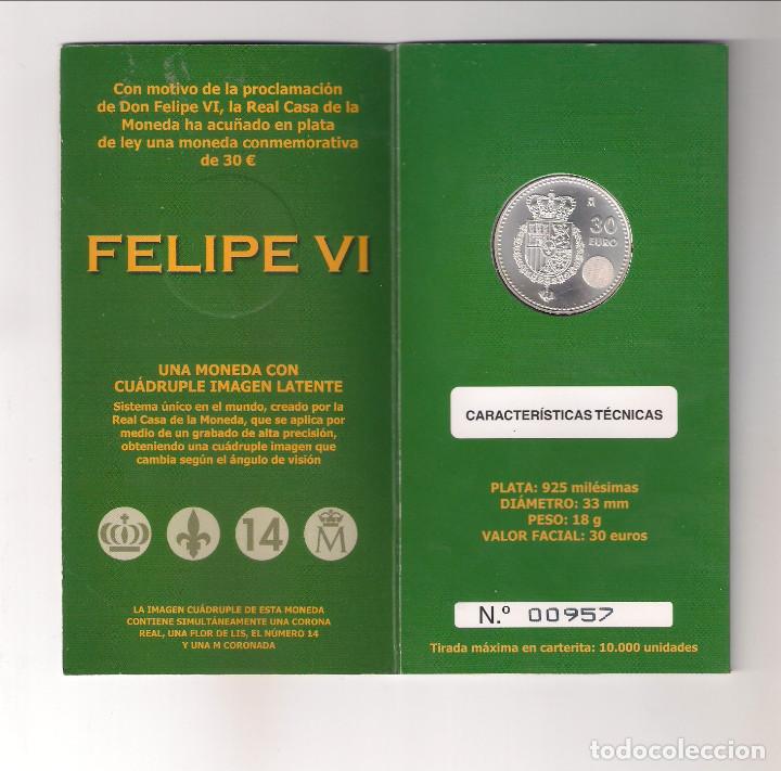 CARTERA NUMERADA DE FELIPE VI DE 30 EUROS DE 2014. PLATA. PROCLAMACIÓN DE FELIPE VI. SIN CIRCULAR. (Numismática - España Modernas y Contemporáneas - Felipe VI)