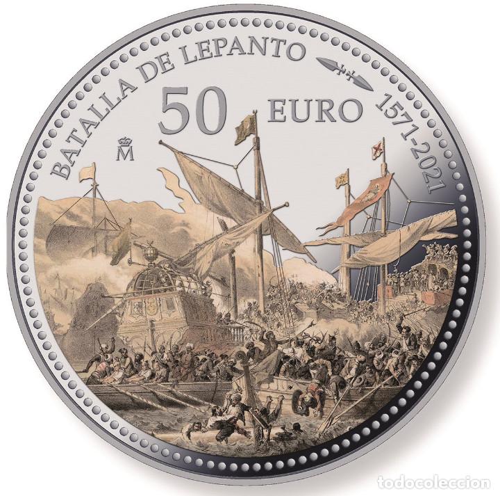 Monedas de Felipe VI: ESPAÑA 50 euro CINCUENTIN plata 2021 proof 450 aniv. de la Batalla de Lepanto - Foto 2 - 276476483