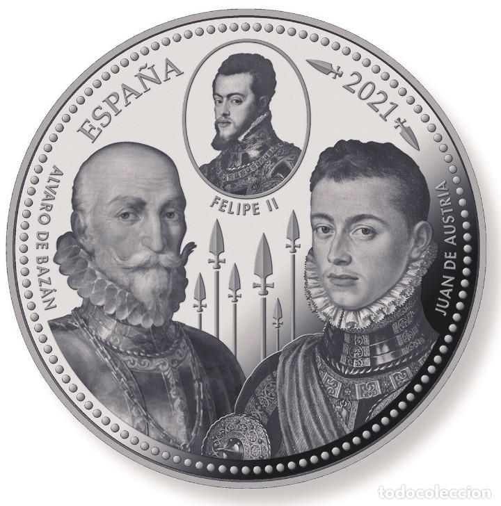 Monedas de Felipe VI: ESPAÑA 50 euro CINCUENTIN plata 2021 proof 450 aniv. de la Batalla de Lepanto - Foto 3 - 276476483