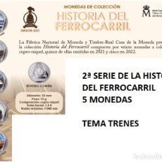 Monedas de Felipe VI: 2021 ESPAÑA 2ª SERIE DE HISTORIA DE FERROCARRIL 5 MONEDAS 1,5 € COLOR
