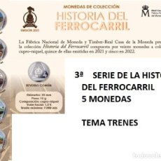 Monedas de Felipe VI: 2021 ESPAÑA 3ª SERIE DE HISTORIA DE FERROCARRIL 5 MONEDAS 1,5 € COLOR