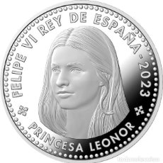 Monedas de Felipe VI: MONEDA CONMEMORATIVA MAYORÍA EDAD PRINCESA LEONOR 40 € PLATA 2023 PRECINTADA