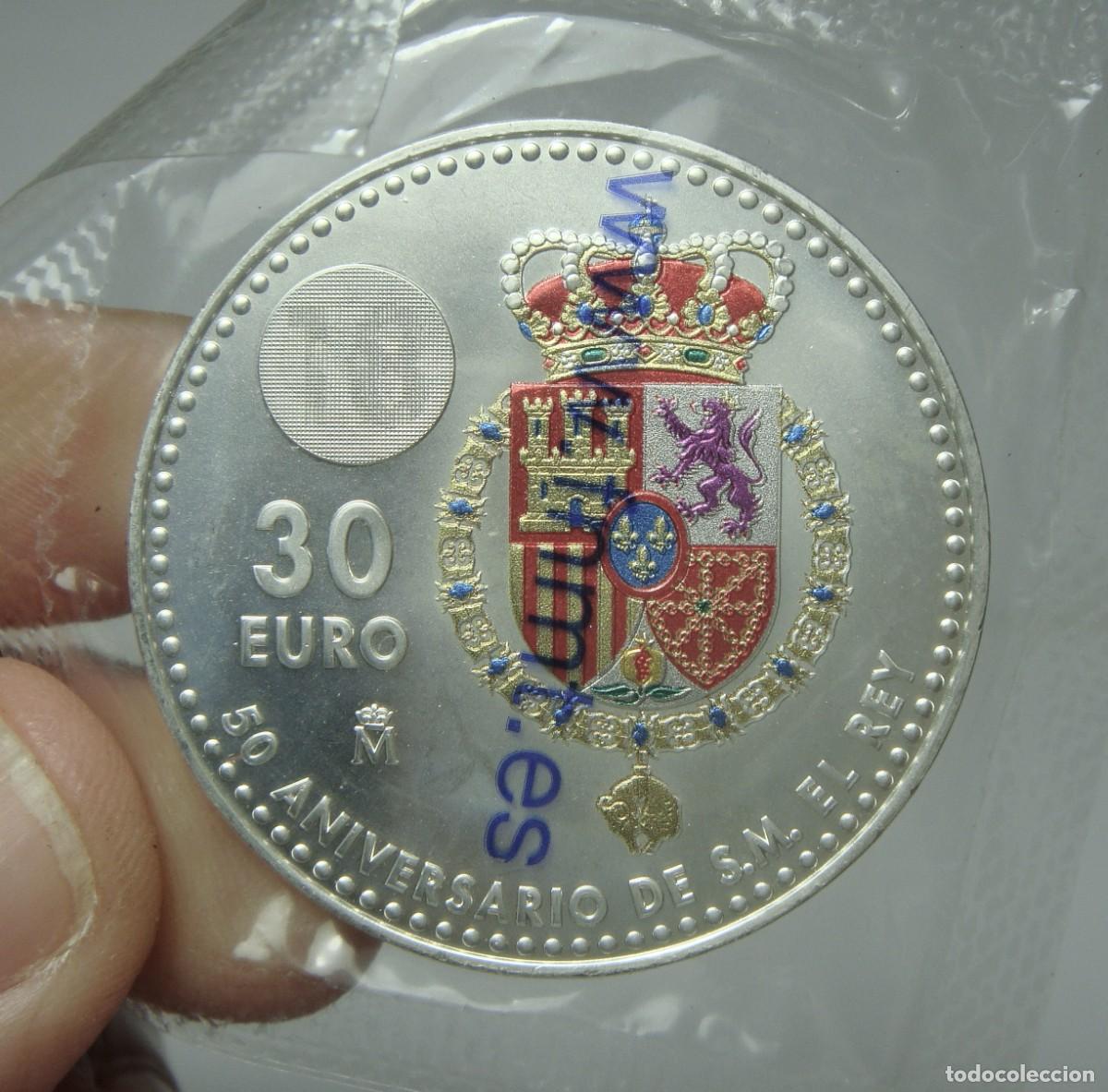 Monedas de Felipe VI: 30 &euro;. PLATA .925. FELIPE VI. 2018. 50 A&ntilde;os Felipe VI color.