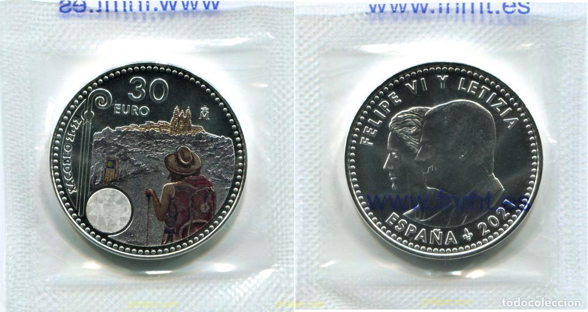 Monedas de Felipe VI: 2271 ESPA&Ntilde;A 2021 CAMINO SANTIAGO 30 &euro; EN SOBRE ORIGINAL 2021