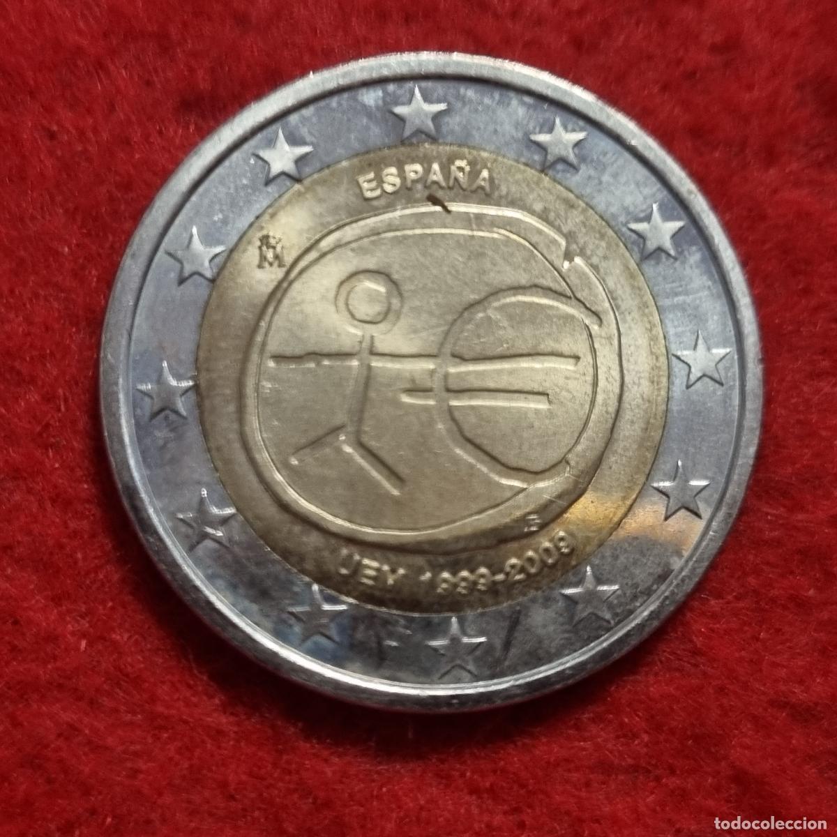 Monedas de Felipe VI: MONEDA 2 EUROS 2009 ESPA&Ntilde;A EMU ESTRELLAS GRANDES ERROR (VARIANTE) EBC+ ORIGINAL C38